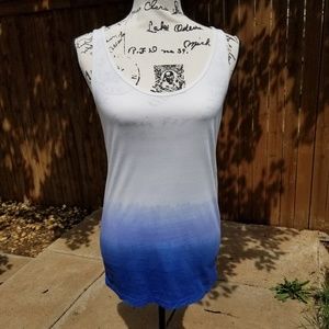 White and blue LOFT tank top Small